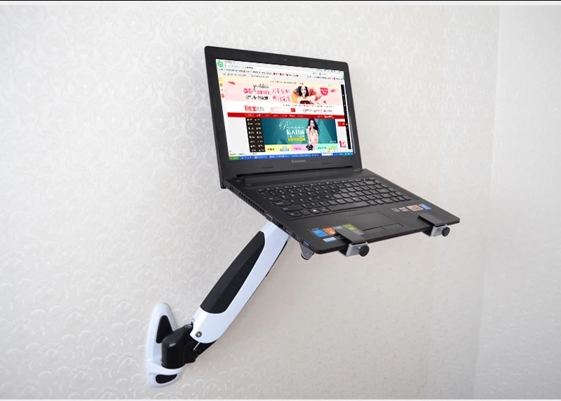 Wall Mount Laptop Holder Gas Spring Arm Aluminum Alloy Full Motion 10-17 inch Laptop/ Notebook Mount Support Stand Lapdesk