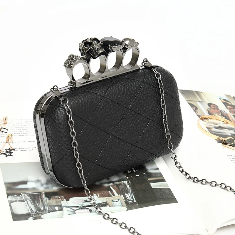 

2019 Ring Hasp Day Clutches Mini Purse Phone Handbag Women Lichee Pattern Black PU Leather Evening Bag Girls Chain SHoulder Bag