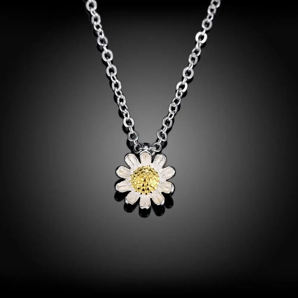 

Neoglory S925 Sterling Silver Pendant Flower Necklace Collar Charm Choker Statement Bijoux For Women Romantic Cute Gift