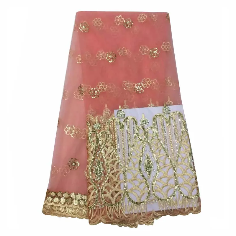 African lace fabric embroidered French with sequins good quality net for wedding dress in royalbule YJ43-46 | Дом и сад
