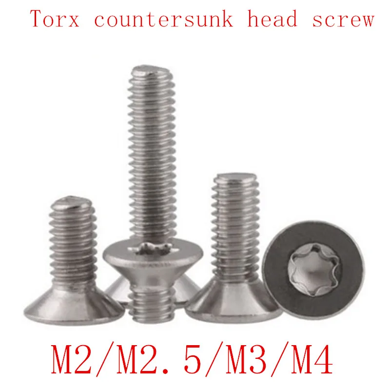 50 шт. Torx Винт с плоской головкой SUS304 M2 M2.5 M3 M4 M5 M6 шесть лепестков 304 Нержавеющая Сталь torx Потайной станок Безопасности Винт
