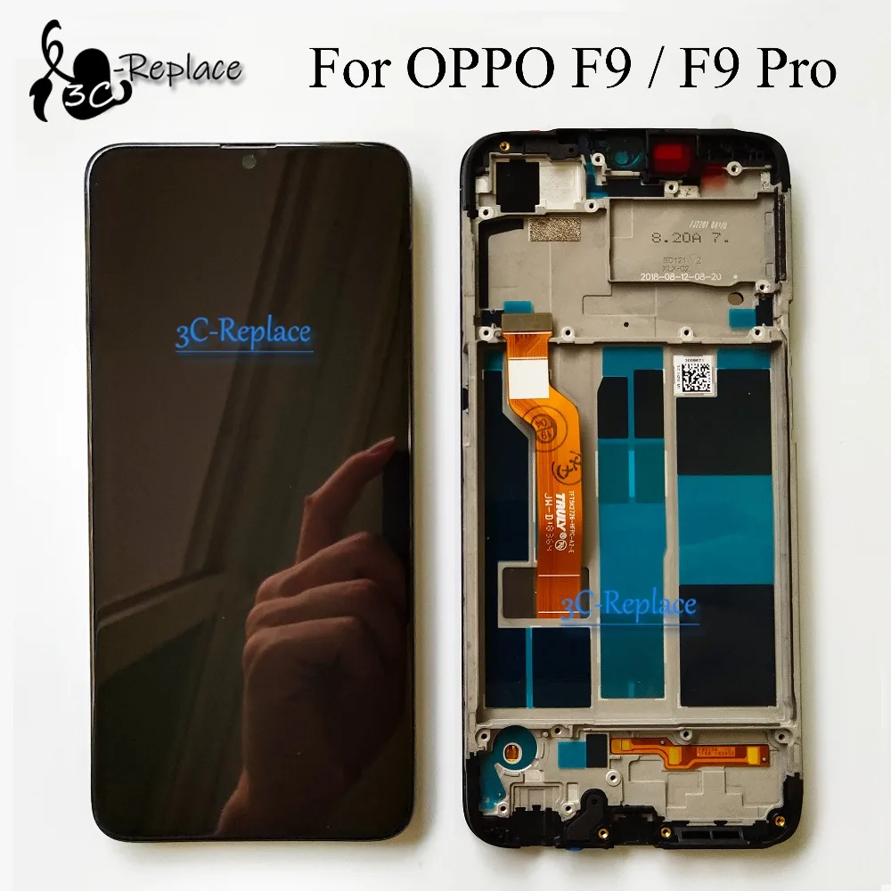 Протестированный Черный 6,3 дюймовый для OPPO F9 CPH1825/F9 Pro CPH1823 Полный ЖК-дисплей кодирующий преобразователь сенсорного экрана в сборе с рамкой