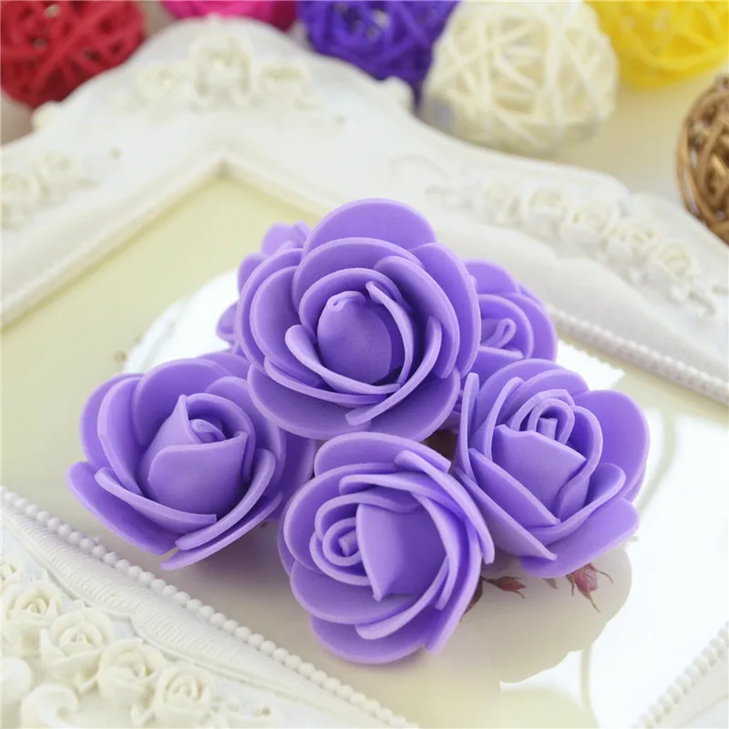 Purple 500 шт./пакет многоцветный Мини из вспененного полиэтилена, голова искусственный, созданный вручную розовое головы, сделай сам, свадебное украшение дома фестиваль вечерние поставки - Цвет: Purple