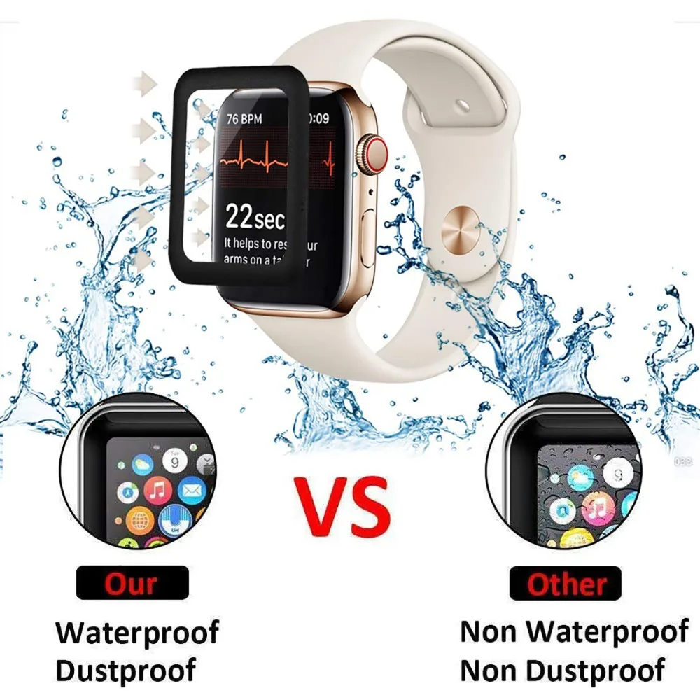 9H 3D полное клеевое закаленное стекло для Apple Watch 38 42 40 44 мм покрытие изогнутые края