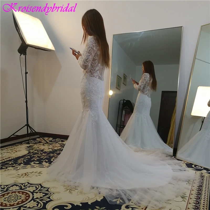 MN778 свадебное платье с длинными рукавами на заказ кружевное Vestidos de Novia