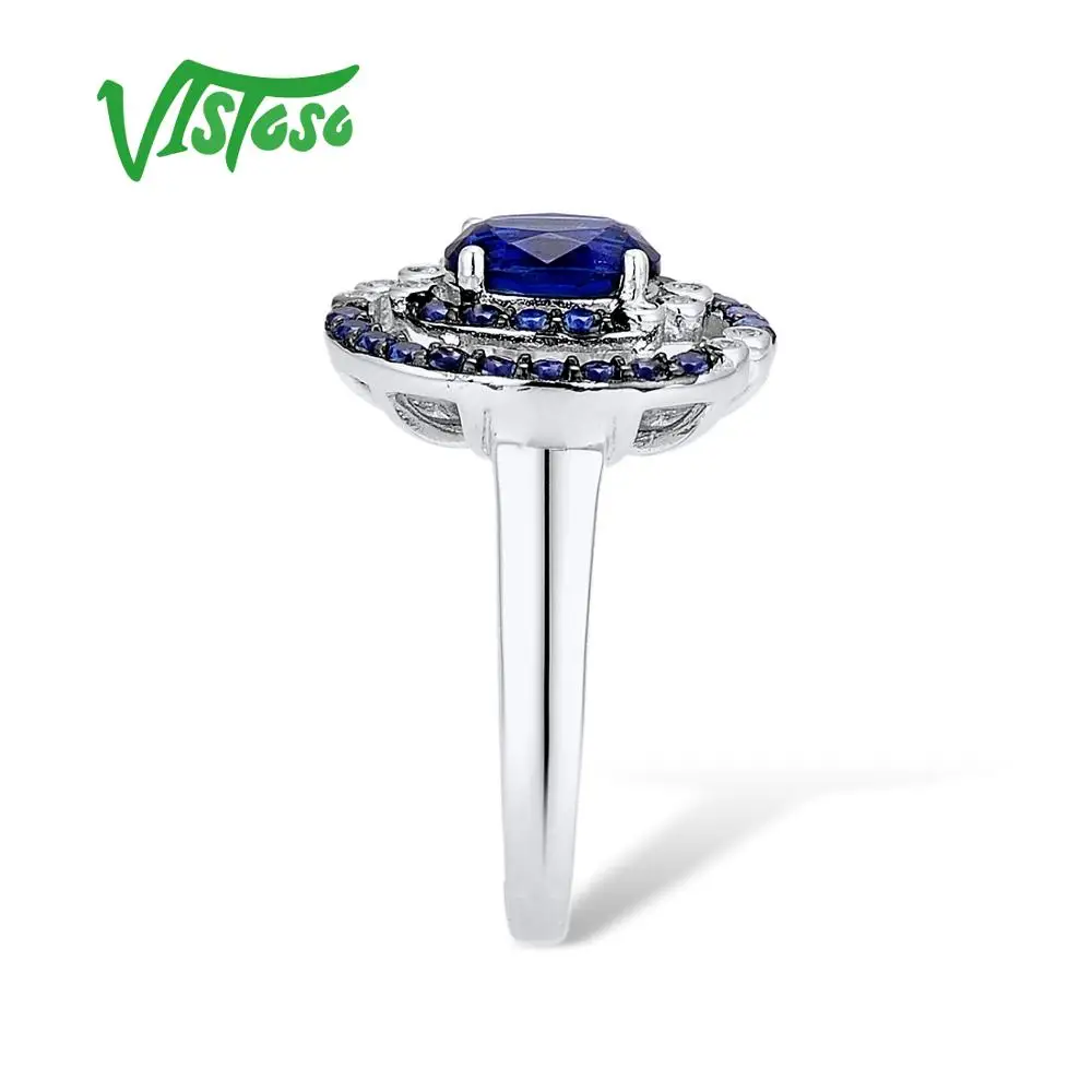 Кольцо VISTOSO из серебра 925 пробы для женщин гламурные круглые синие нано