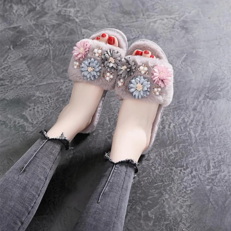 Женские зимние теплые домашние тапочки плюшевые шлепанцы для взрослых домашняя