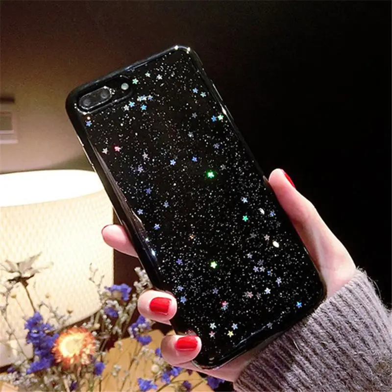Чехол для iPhone X XS MAX XR 2018 блестящий мерцающие звезды мягкий чехол телефона 6 6S Plus 7 8