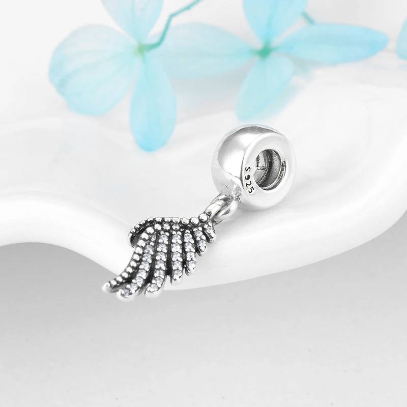 High quality charms 925 Sterling Silver wings angel fashion Pendants Fit Original Pandora Charm Bracelet Jewelry making | Украшения и