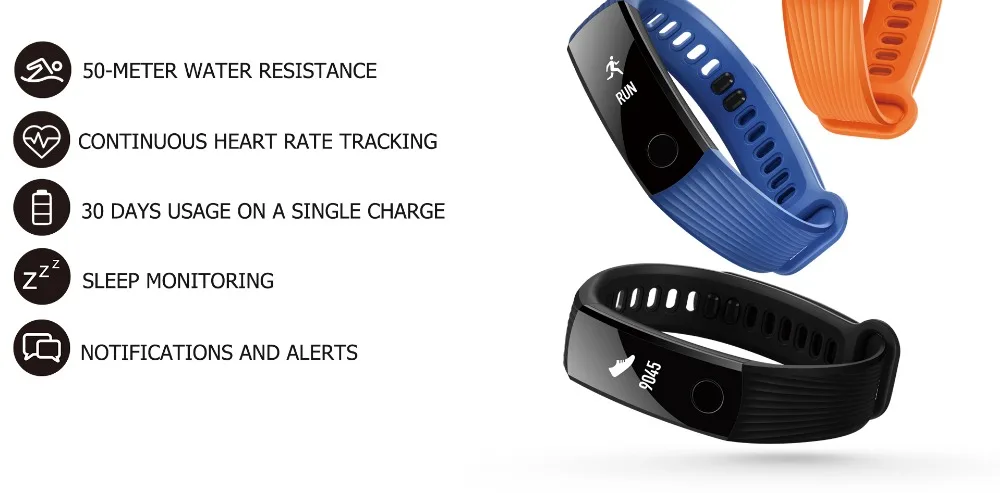Honor Band 3 Смарт-браслет в режиме реального времени, мониторинг сердечного ритма, трекер для Android iOS, 50 метров, водонепроницаемый, для плавания, фитнеса