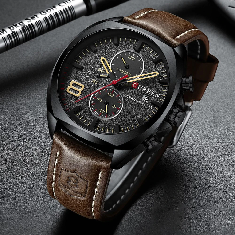 

2021 Top Brand CURREN Luxury Mens Watches Military Analog Watch Male Quartz Clock Men's Sport Chronograph Waterproof Watch Men