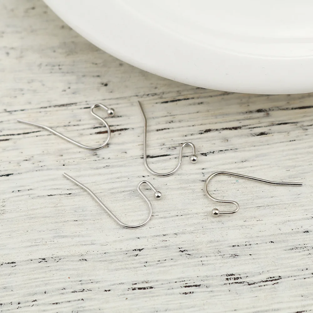 New Copper Ear Wire Hooks Earring Findings 18K Platinum Filled 21mm( 7/8&quot) x 11mm( 3/8&quot) Post/ Size: (21 gauge) 20 PCs | Украшения