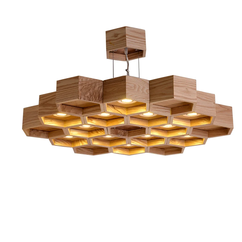 Бесплатная доставка новейший дизайн в виде улей деревянный кулон освещение со