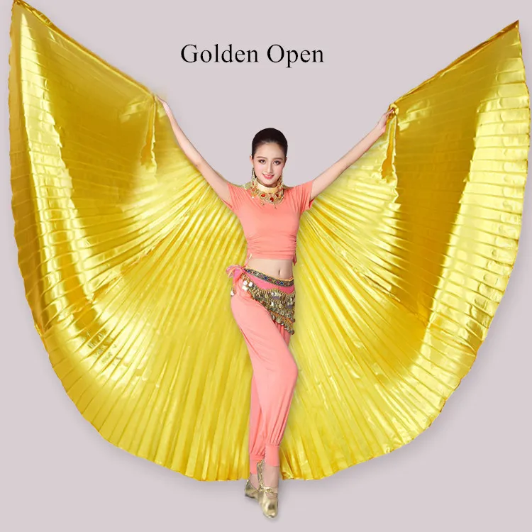 Golden Opne Лидер продаж, недорогой женский профессиональный костюм для танца живота, золотые крылья Isis, без палочки, 360 градусов, открытые крылья Isis, большой размер - Цвет: Golden Opne