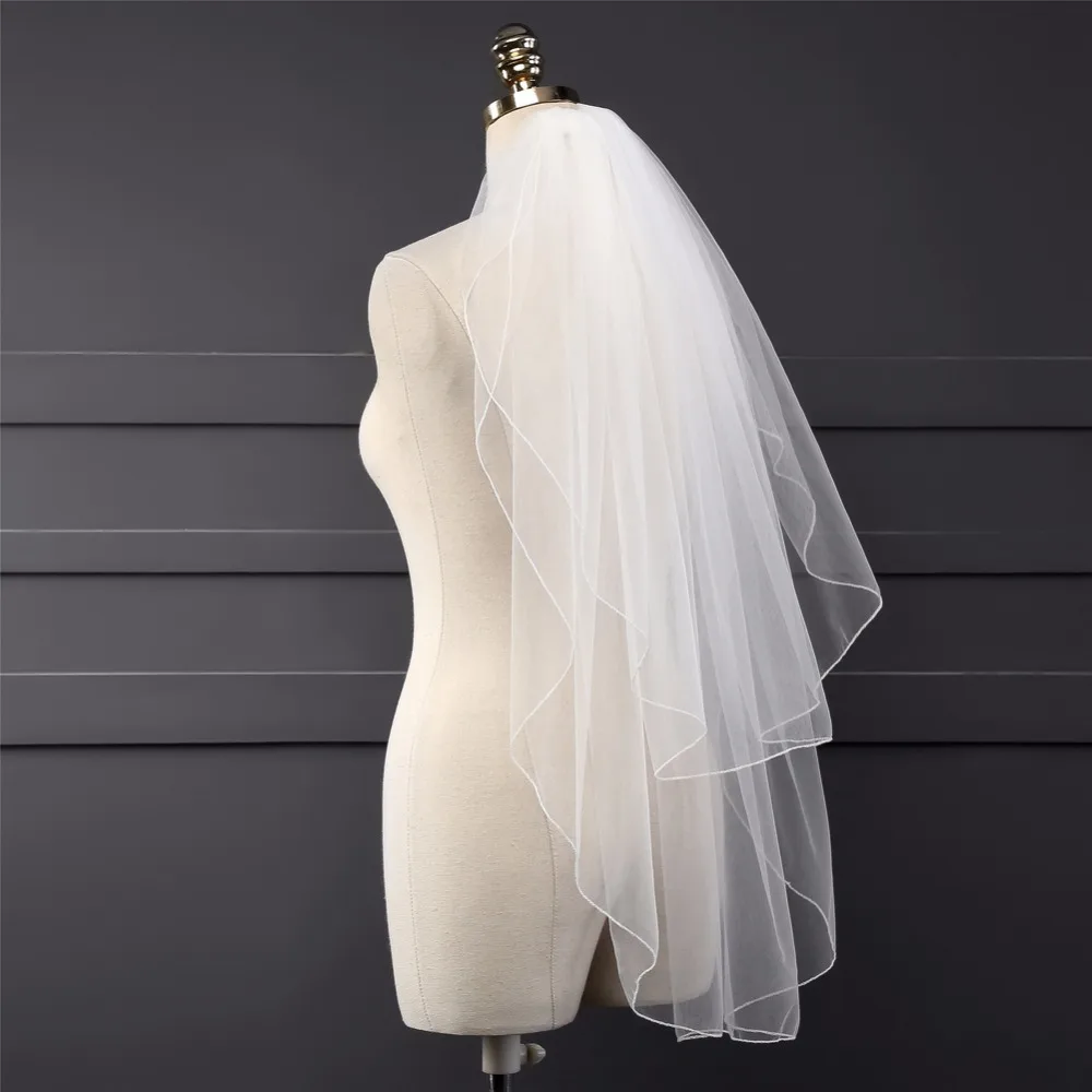 ZYLLGF Velos De Novia Cortos Две слои свадебная фата с гребнем 1 5 м короткая для невесты в
