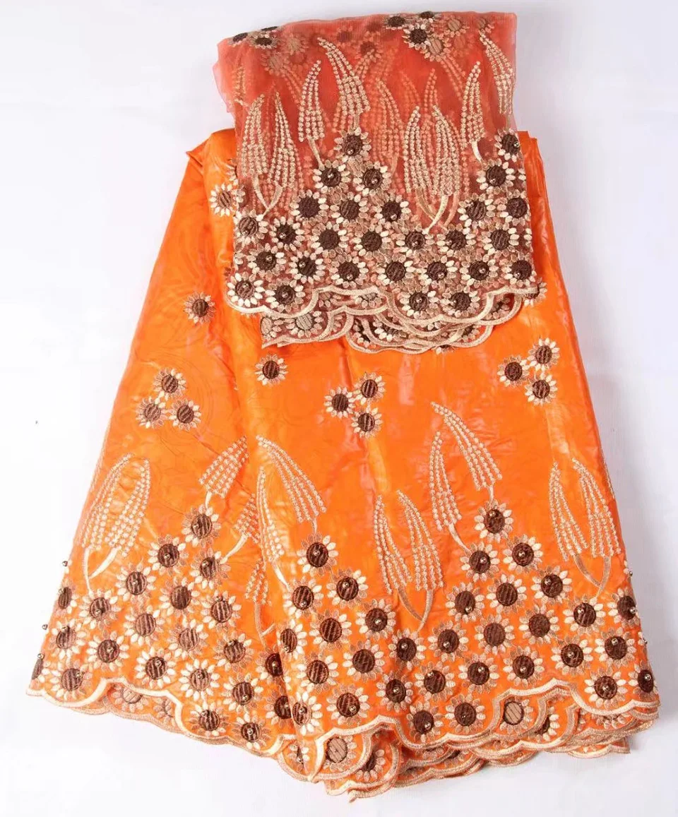 Последние Базен Riche Getzner комплект 5 ярдов Африканский кружевная ткань с 2