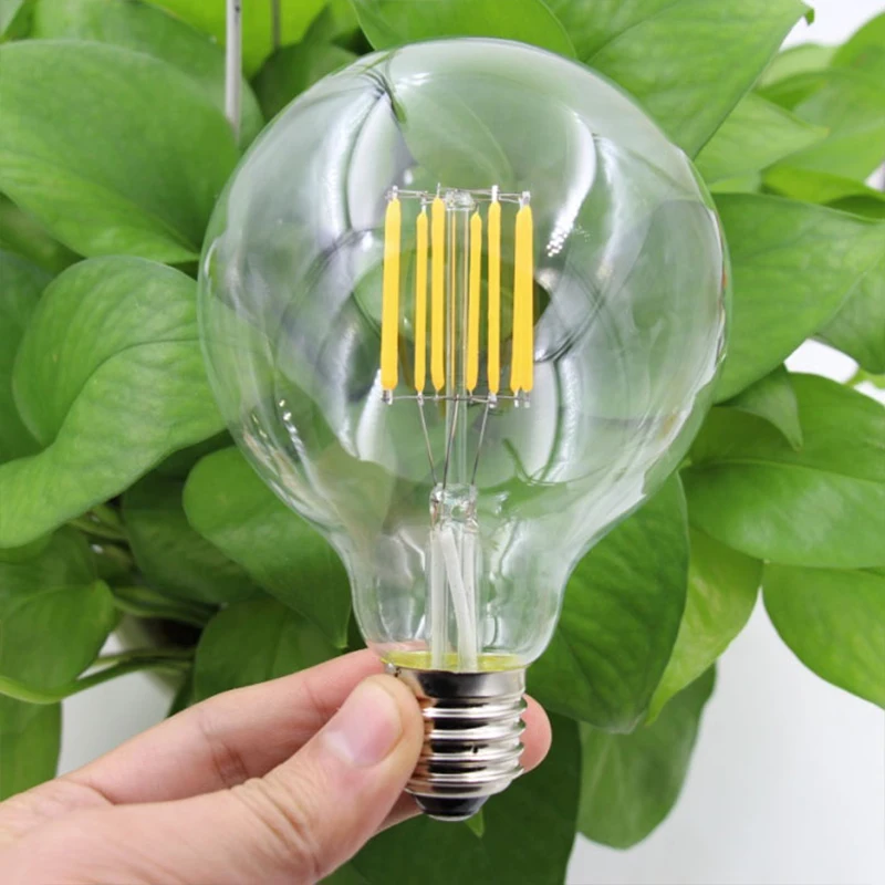 Grensk Vintage LED Filament Bulb Edison G95 Clear 8W AC 220V 240V E27 Led Warm White 2700K Household Bar Lighting Dimmable