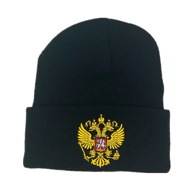 Winter Hat Brand Russian National Emblem Knitted Beanie Hats For Men Women Skullies Embroidery Acrylic Beanies Boo Cap | Аксессуары для