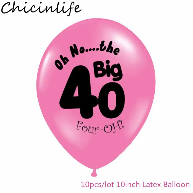 Chicinlife 10 шт черные/розовые 10 дюймов 30 40 50 60 лет латексные шары взрослые юбилей С Днем Рождения Декор поставки - Цвет: Pink 40