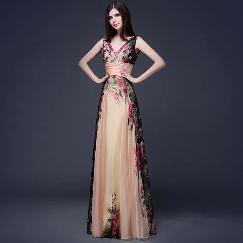 Длинное вечернее платье из фатина с v образным вырезом элегантное шифоновое