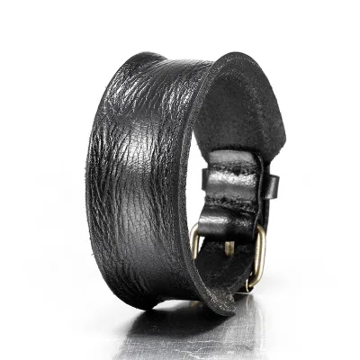 

High Quality Men's Bracelets PU Leather Solid Colors Metal Buckle Punk Fashion Accessory