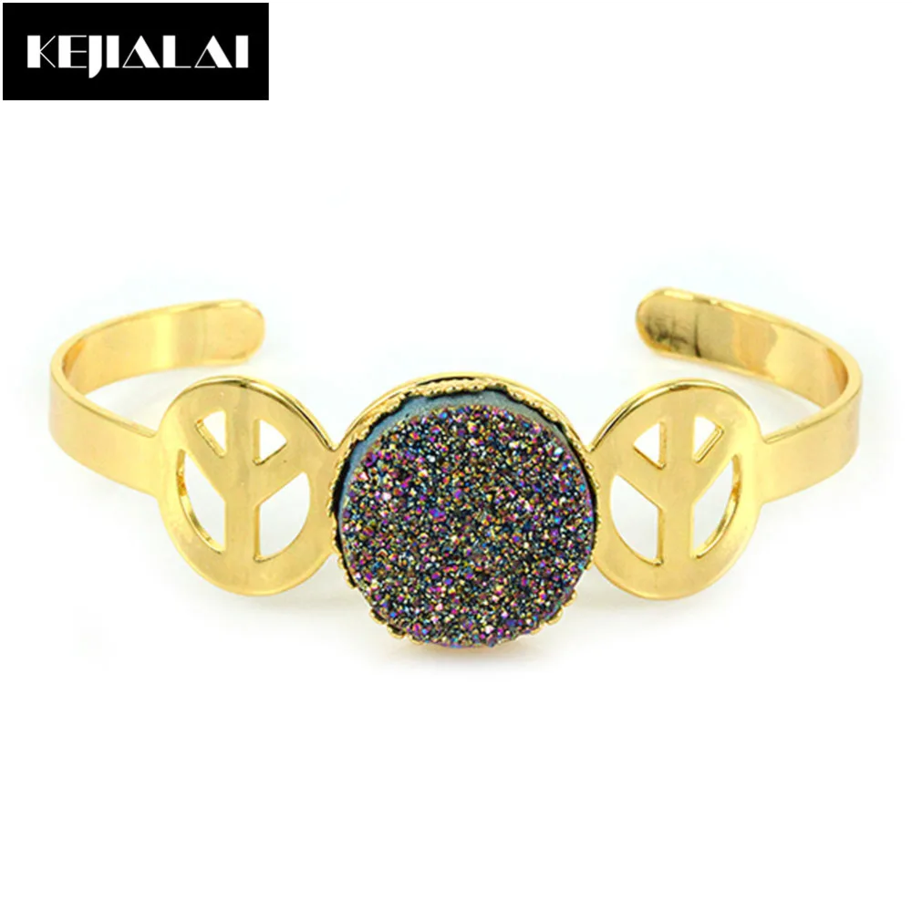 Блестящий браслет с натуральным камнем в форме дерева Браслет манжета красочные