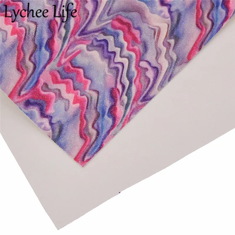 Lychee жизнь цветной глиттер Искусственная кожа ткань хит Цвет A4 PU 29x21 см Ткань DIY Ручная работа шитье ткань аксессуары