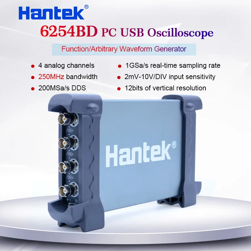 Hantek 6254BD осциллограф на основе ПК портативный ЦИФРОВОЙ 4 КАНАЛЬНЫЙ 250 МГц USB с