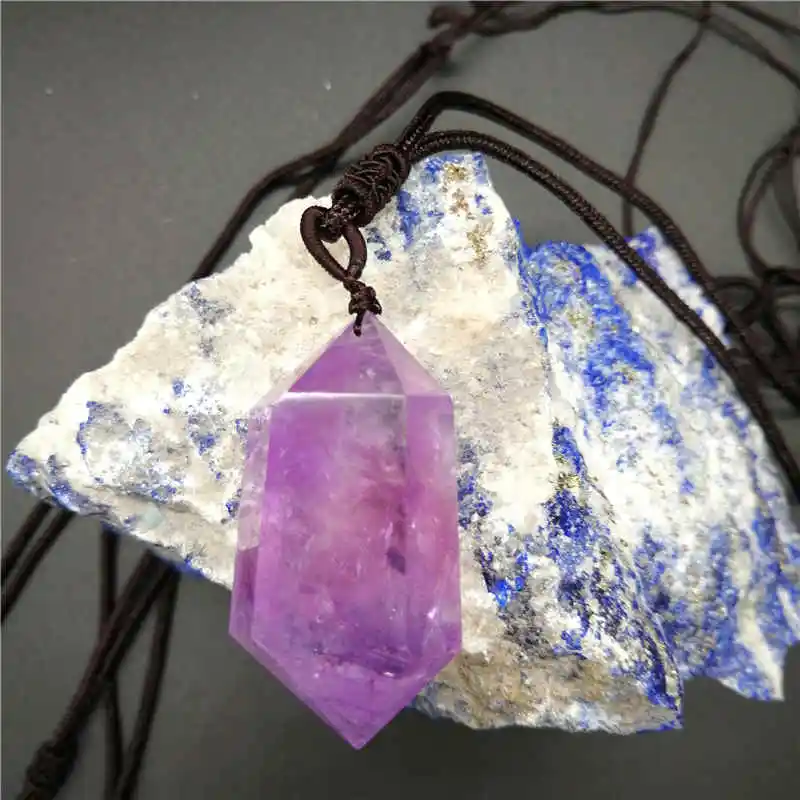 1 шт красивый природный аметист Кварцевый Кристалл Камень Точка кулон ожерелье