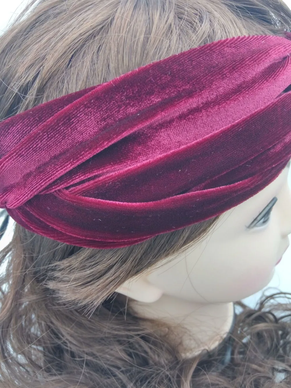 Новинка 2017 лидер продаж женский бордовый тюрбан повязка на голову бархатная с