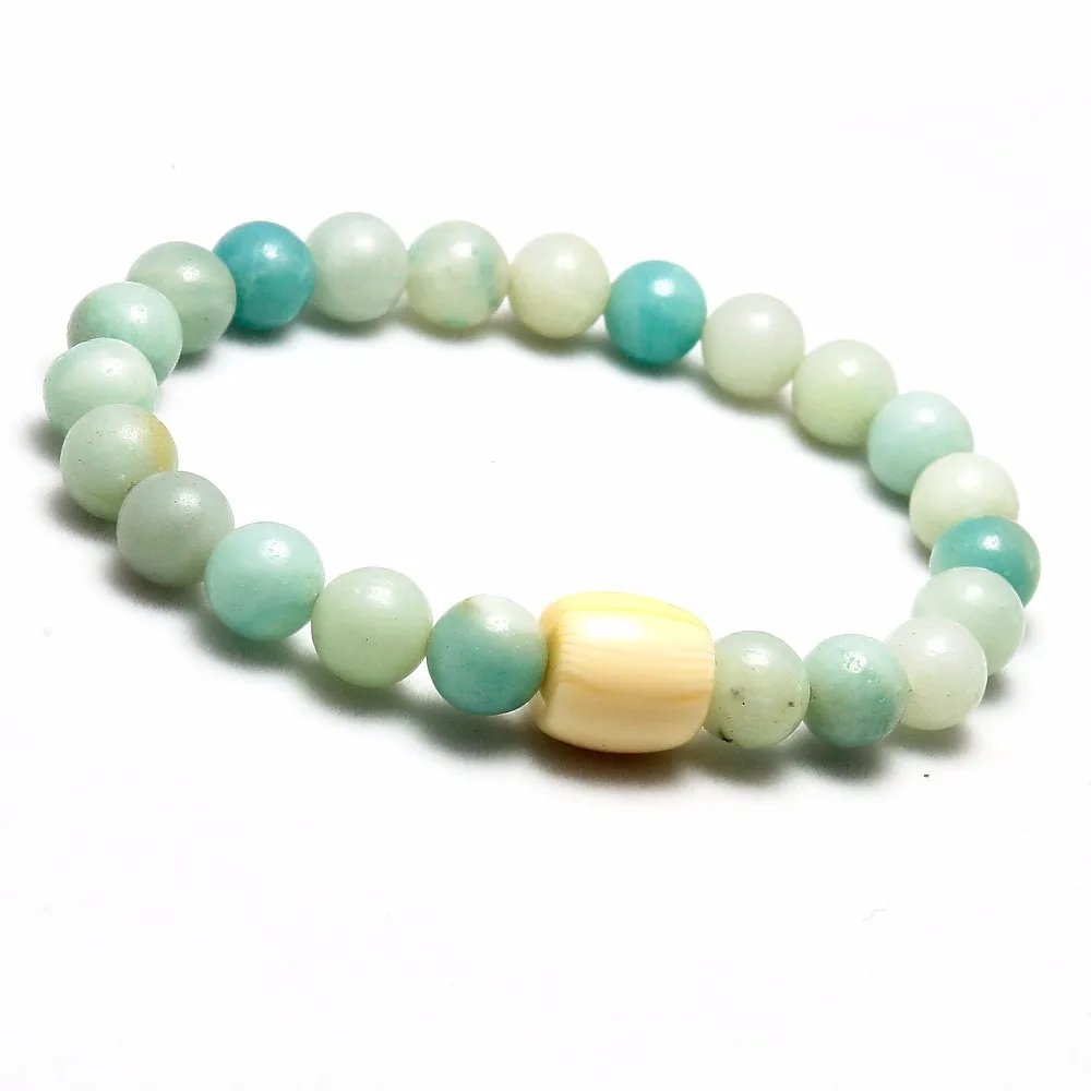 Шарм Higth Качество Натуральный Камень Амазонит Круглый шарик мужской браслеты