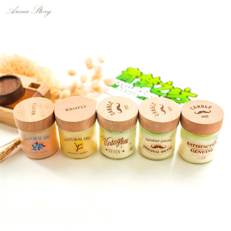 1 шт. простая ароматическая свеча с деревянной крышкой и шелковым экраном чашка