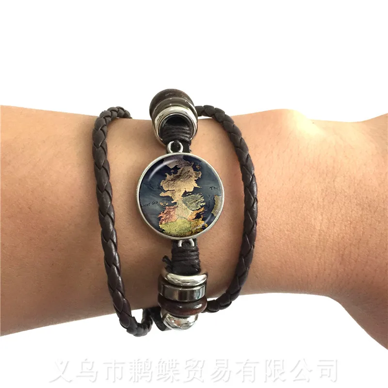 2018 новый уникальный дизайн модный кожаный браслет с изображением карты мира