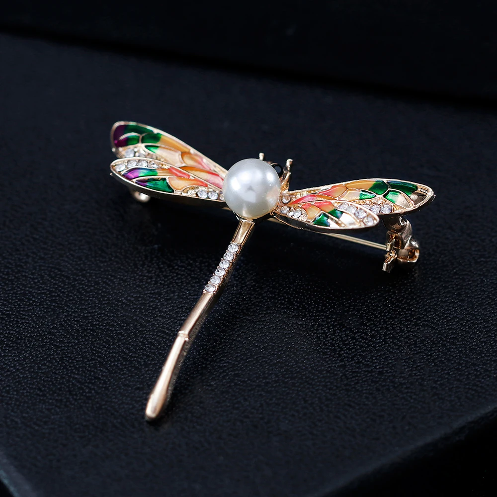 Fashion Cute Enamel Dragonfly Pin And Brooch Vintage Metal Rhinestone For Women Kid Clip Scarf Badges Jewelry | Украшения и