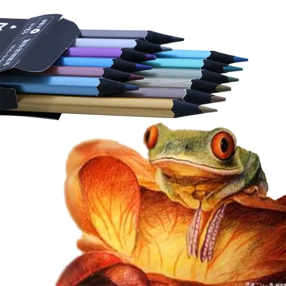 12 шт. профессиональные нетоксичные цветные металлические карандаши для
