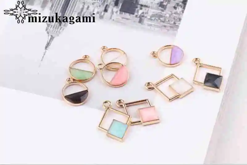 Fashion Round Enamel Geometric Charms 10pcs/lot For DIY Fashion Pendant Earrings Jewelry Making Accessories