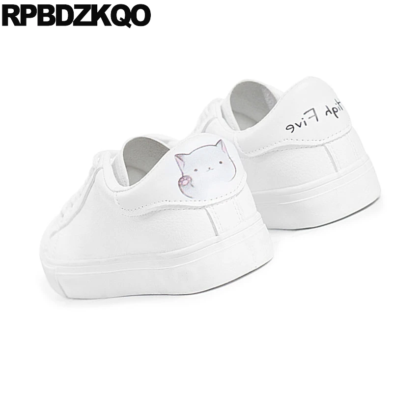 милый дам женщин плоские каваи 2018 Круглый носок белый Дешевая обувь фарфора