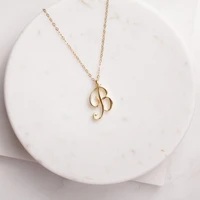 cursive america english word letter b family name sign pendant chain necklace tiny usa alphabet initial letter mom gift jewelry