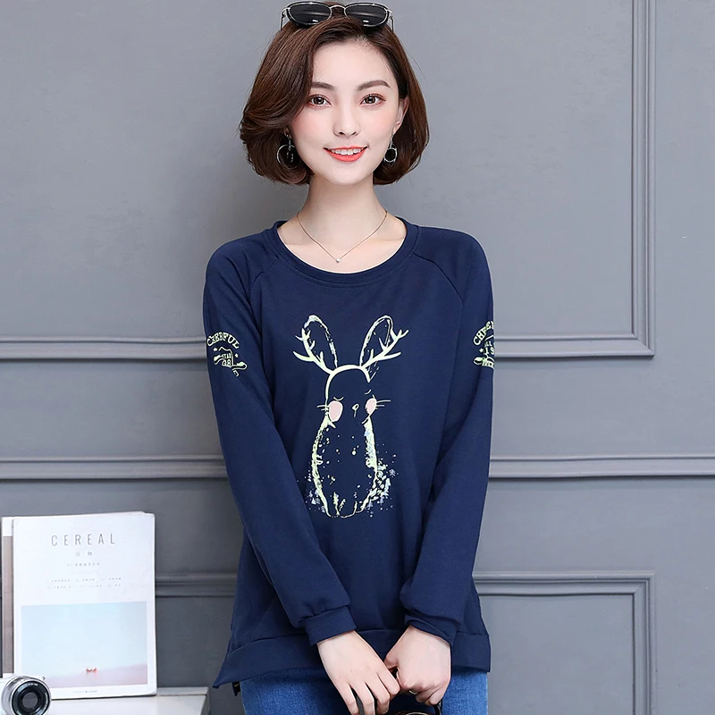 Плюс Размеры M-4XL Толстовки Для женщин пуловер осень 2017 г. sudadera Mujer мультфильм