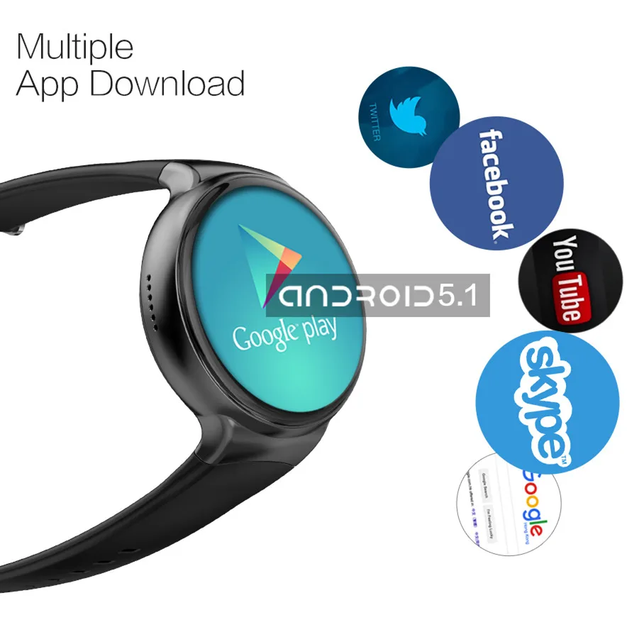 Оригинальный i4 Bluetooth Smart часы ОС Android 5.1 MTK6580 3G WI-FI GPS сердечного ритма SmartWatch