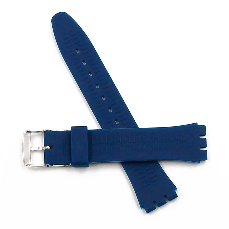 Watch accessories pin buckle 17mm19mm silicone strap men for Swatch SUOB704SUOW701GW164GB274SUTB402 waterproof strap watch band