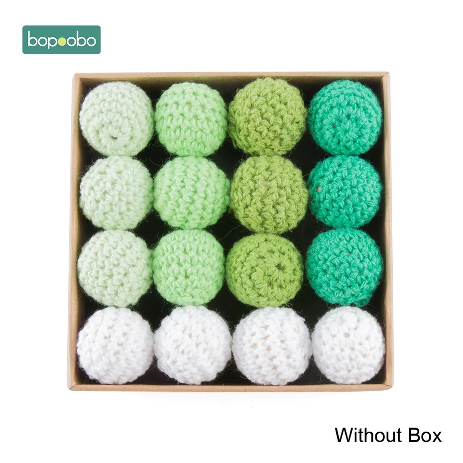 Green Series Bopoobo, 50 шт., 20 мм, натуральные деревянные бусины для вязания крючком, украшение внутри, деревянные бусины для прорезывания зубов, деревянные игрушки, бусины для прорезывания зубов - Цвет: Green Series