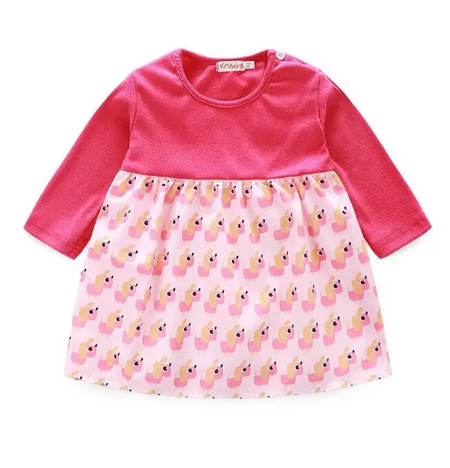 Мода 2017 Весенние и Осенние Новорожденных Девочек Dress Длинным Рукавом Детей Kids Для