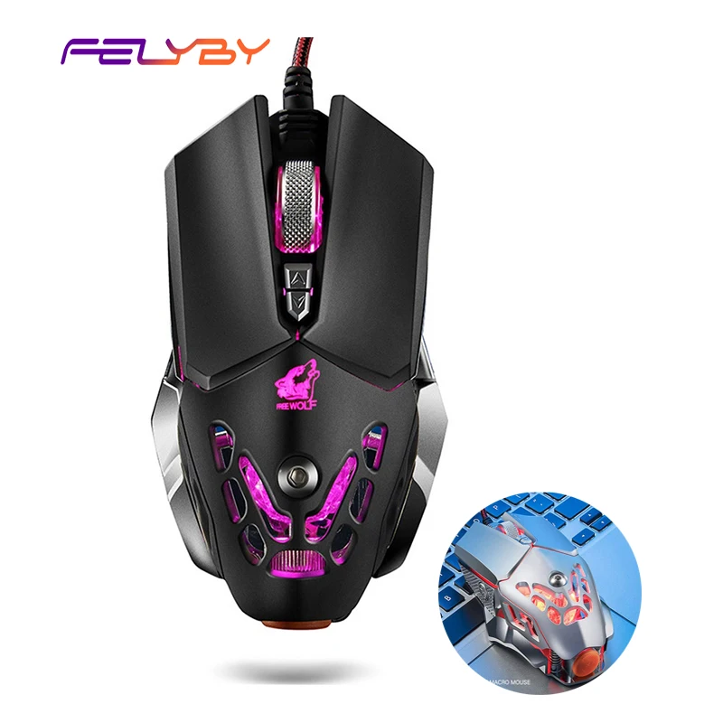 Профессиональная Проводная игровая мышь FELYBY 6 кнопок 2400 точек/дюйм светодиодная