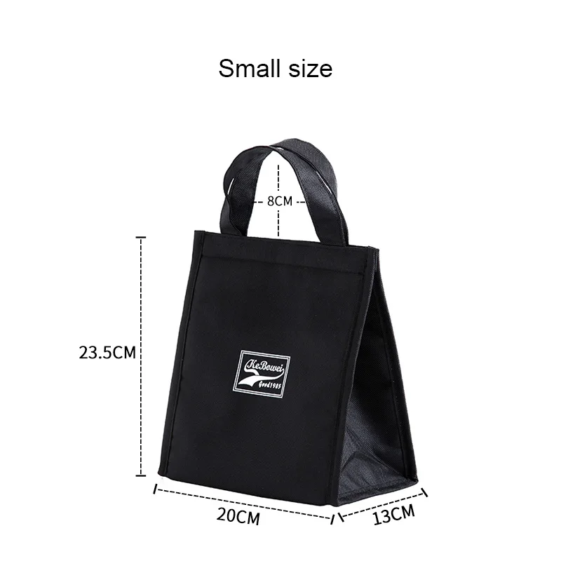 black small size Стильная портативная Термосумка для обедов, сумка для пикника, ледяные банки, держатель для вина, изолированная сумка для шоппинга, термос для еды, напитков, крутая сумка - Цвет: black small size