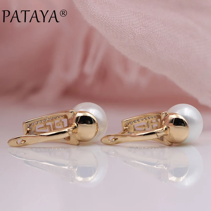 Женские серьги из розового золота 585 пробы два цвета|shell pearl earrings|pearl shell earringspataya