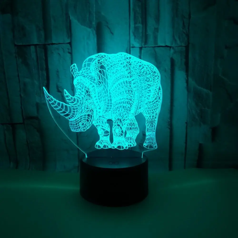 Новая креативная светодиодная 3d лампа Rhino декоративная индивидуальная