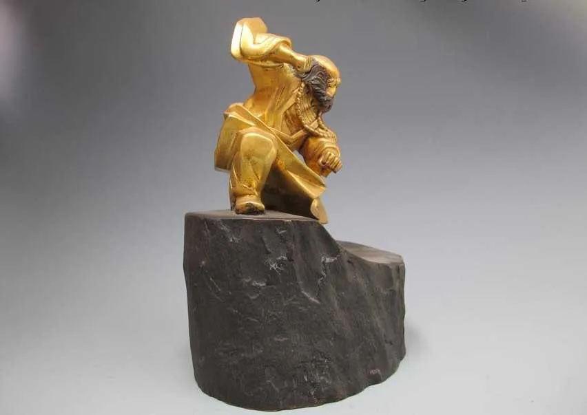 Китай 100% Pure Bronze 24 К золото Шаолинь Дхарма предок статуя Будды бесплатная доставка