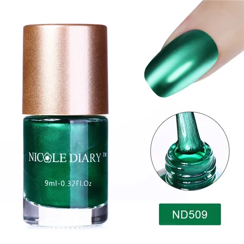 ND509 Nicole Diary металлик лак для ногтей металлик с зеркальным эффектом Nail Лаки красные, синие зеленый блестящий лак для ногтей Маникюр Nail Art Цвет 9 мл - Цвет: ND509