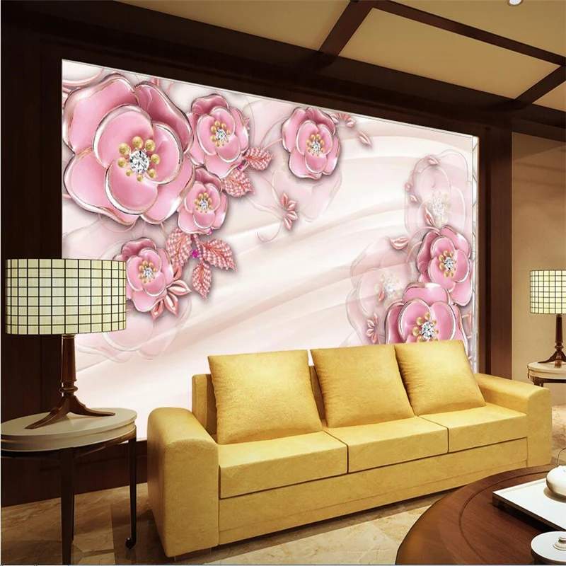 Фотообои beibehang на заказ Настенные обои 3D рельефные Розовые розы украшения для